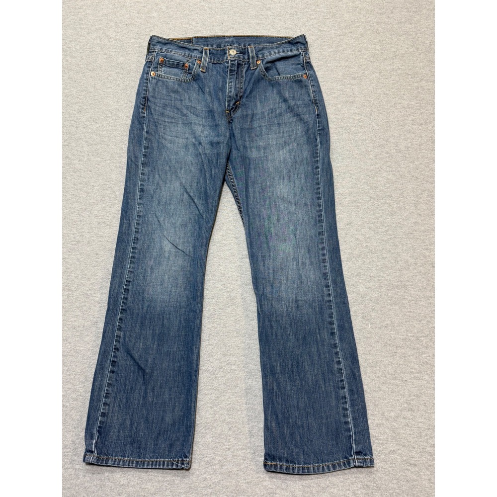 Levis 527 Slim Bootcut Jeans Mens 30x30 Faded Whiskered Blue Medium Wash Denim
